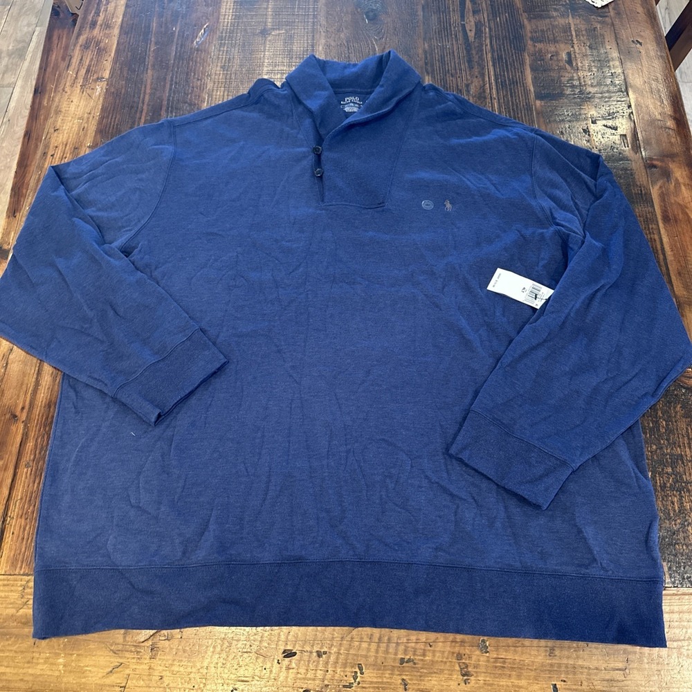 Polo Ralph Lauren Men's Navy Blue Cowl Neck Sweatshirt Size 4XLT
